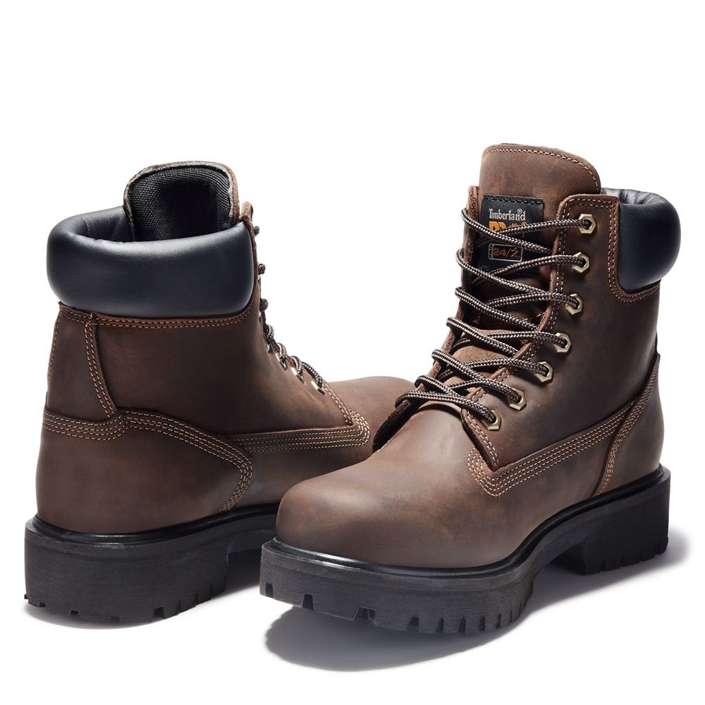 Timberland Pro Μποτακια Ανδρικα Καφε - Direct Attach 6\" Soft Toe - Greece 4509873-SN